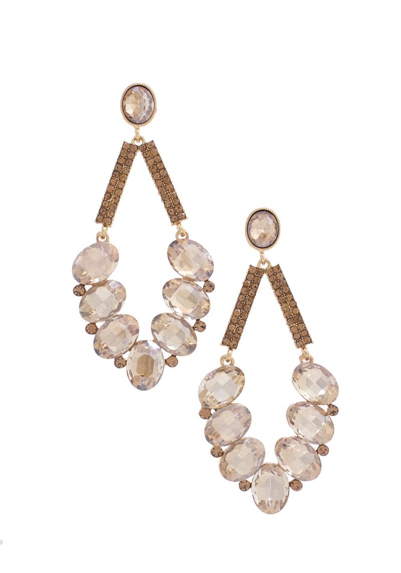 OVAL DANGLE RHINESTONE DROP EARRING