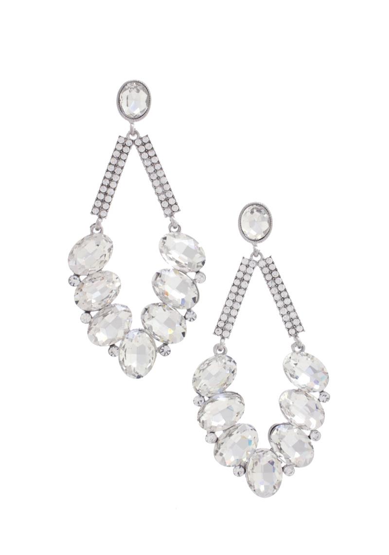 OVAL DANGLE RHINESTONE DROP EARRING