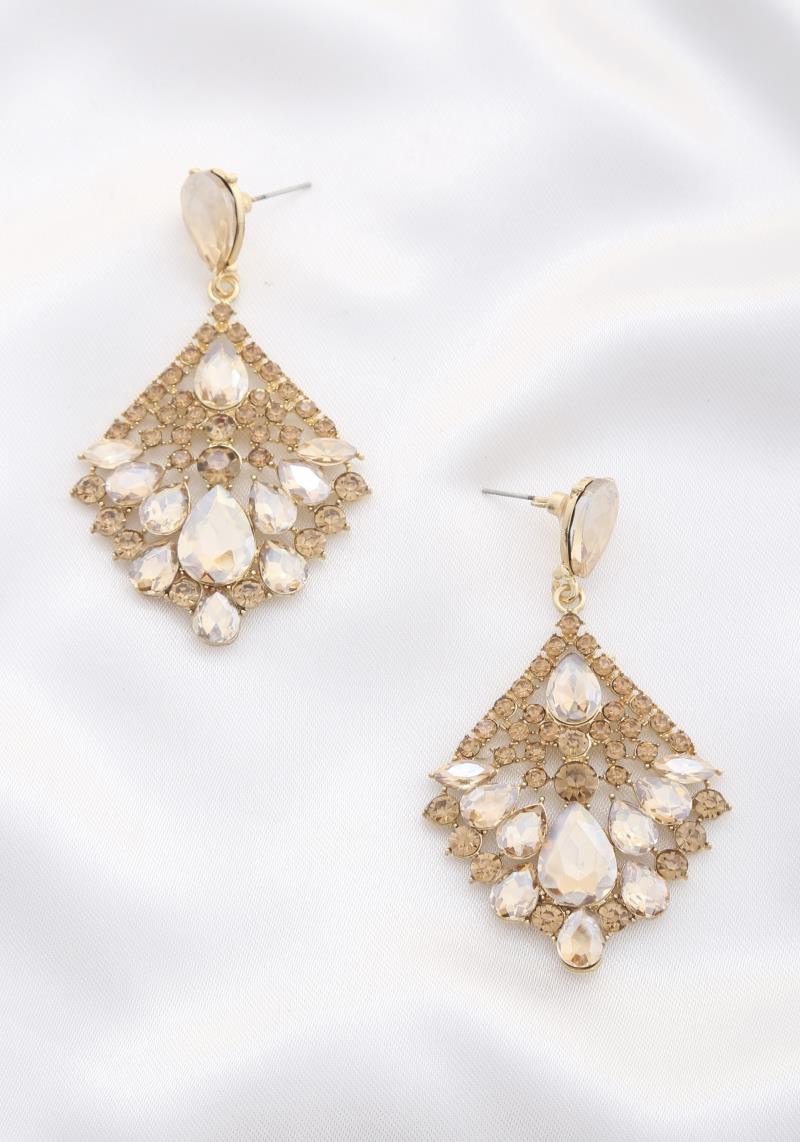 FAN RHINESTONE DROP EARRING