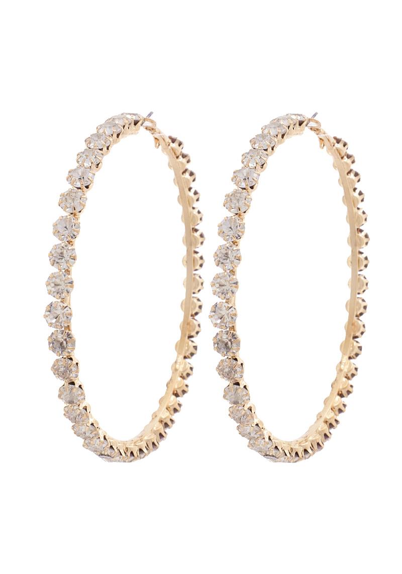 RHINESTONE HOOP EARRING