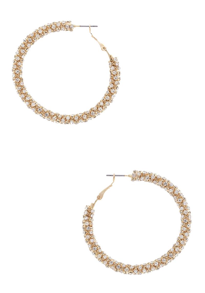 RHINESTONE HOOP EARRING