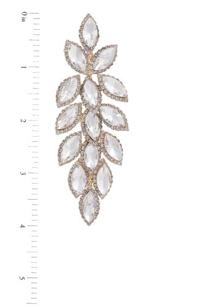 LEAF PATTERN RHINESTONE DANGLE EARRING