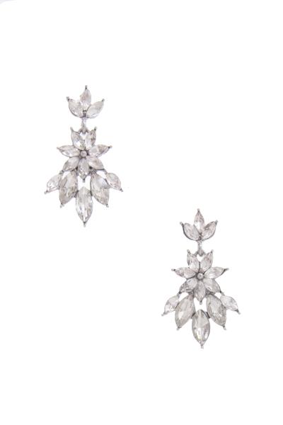 FLOWER RHINESTONE POST DROP EARRING