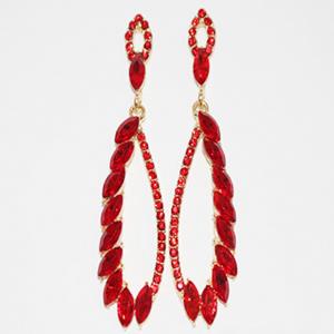 LONG POINTED OVAL RHINESTONE EARRING