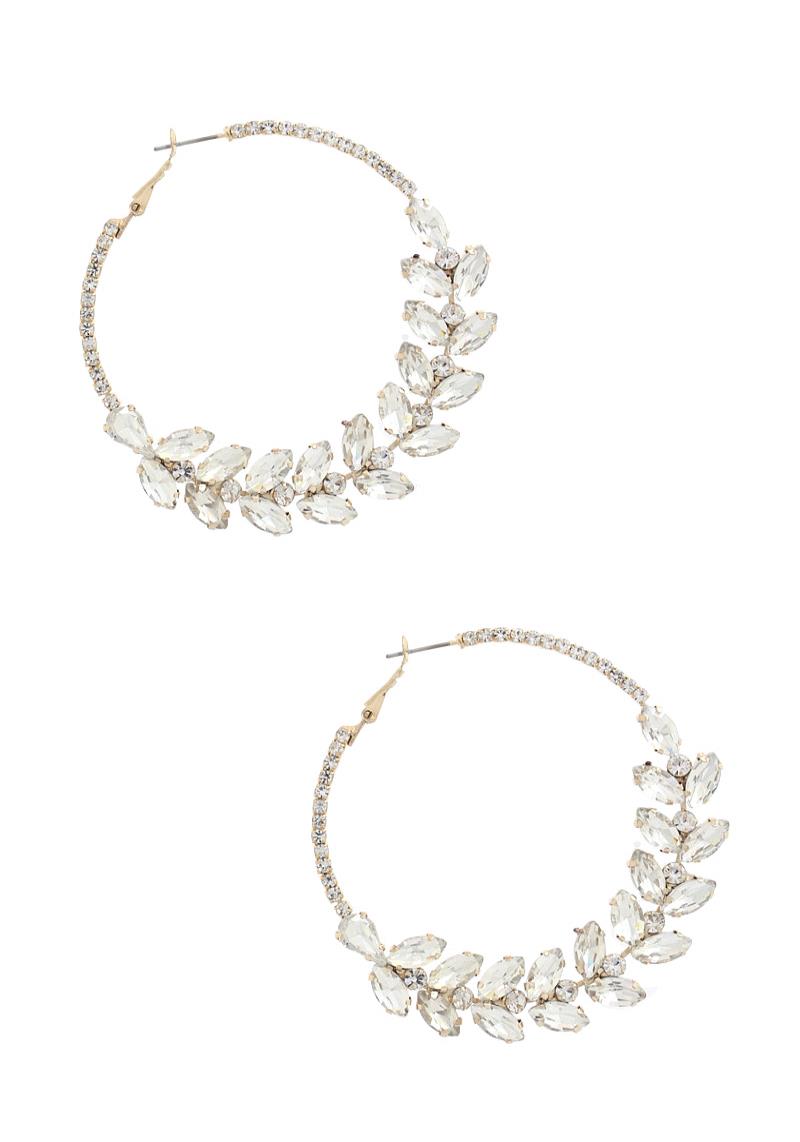 MARQUISE SHAPE RHINESTONE HOOP EARRING