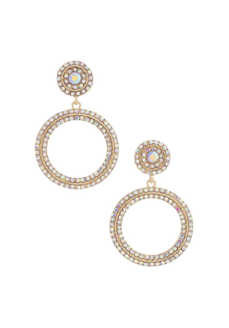 CIRCLE RHINESTONE POST DROP EARRING