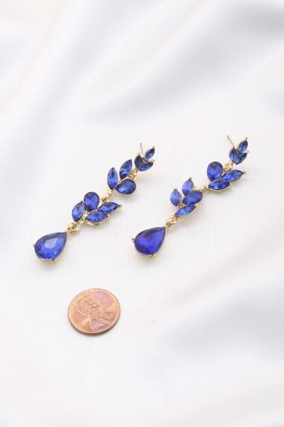 TEARDROP LEAF SHAPE CRYSTAL DANGLE EARRING