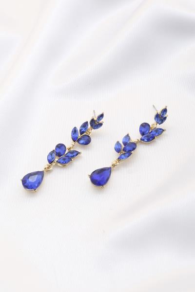 TEARDROP LEAF SHAPE CRYSTAL DANGLE EARRING