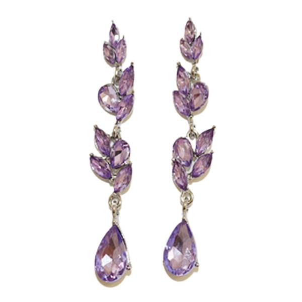 TEARDROP LEAF SHAPE CRYSTAL DANGLE EARRING