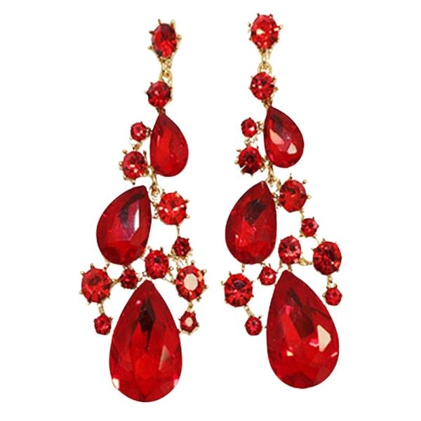 TRIPLE TEARDROP RHINESTONE DANGLE EARRING