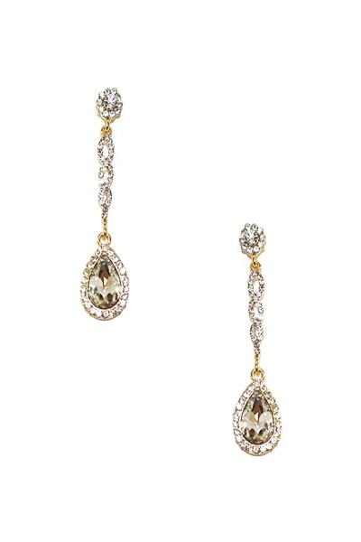 RHINESTONE TEARDROP DROP EARRING