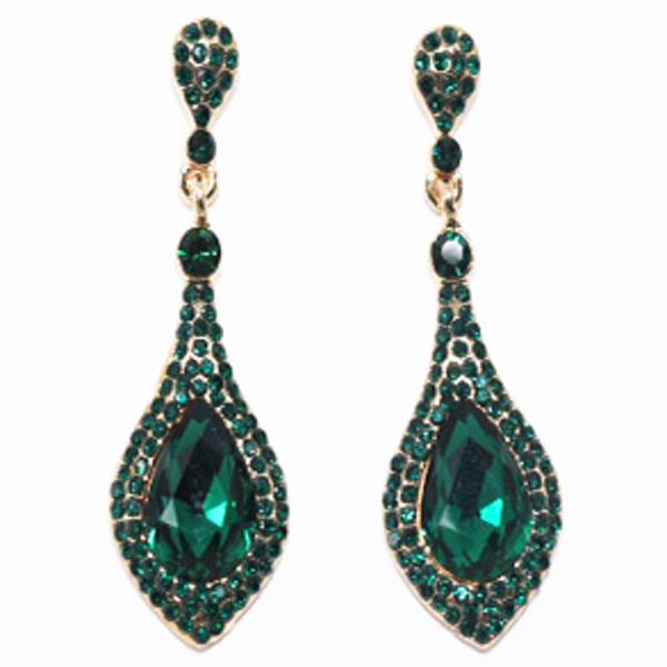 ELEGANT TEARDROP STONE EVENING EARRING