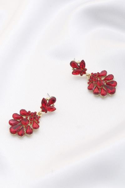 FLOWER SHAPE CRYSTAL DANGLE EARRING