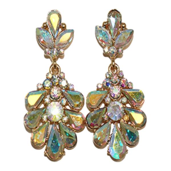 FLOWER SHAPE CRYSTAL DANGLE EARRING