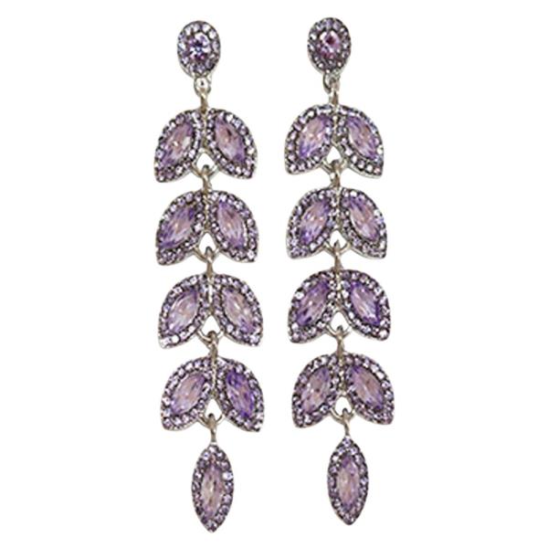LEAF PATTERN RHINESTONE DANGLE EARRING