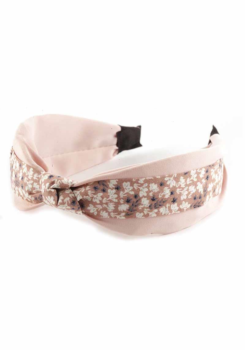 FLOWER PRINT TWO TONE MID KNOT HEADBAND