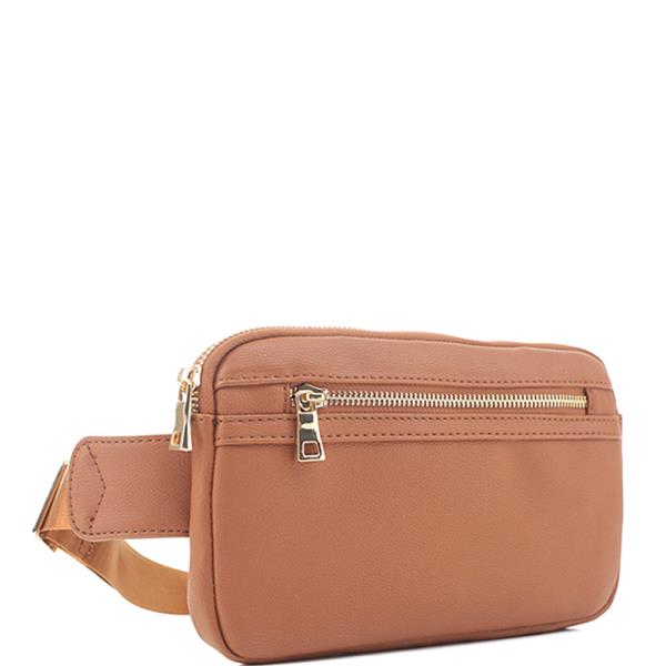 PLAIN SQUARE SHAPE ZIPPER FANNY PACK BAG