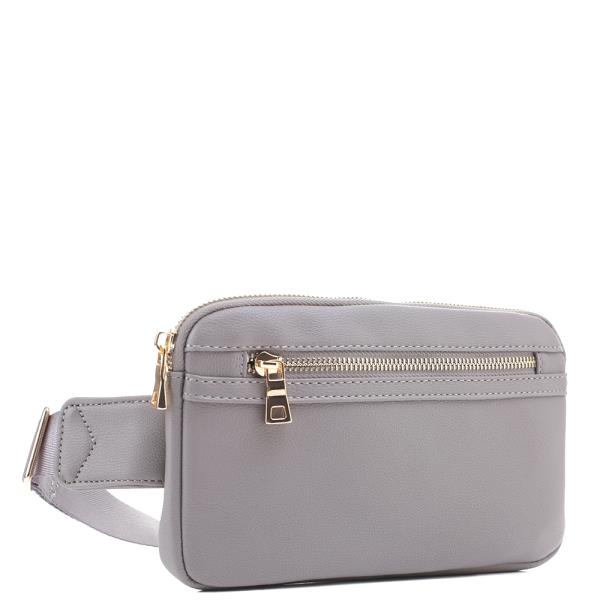 PLAIN SQUARE SHAPE ZIPPER FANNY PACK BAG