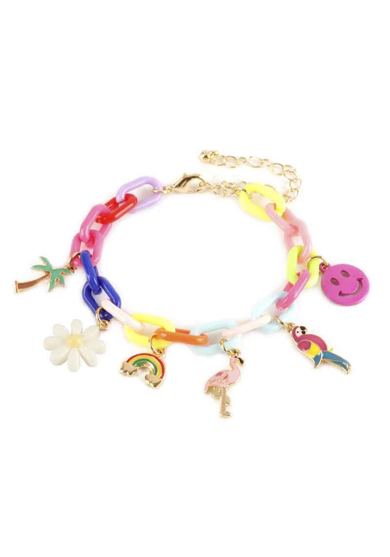 LUCITE CHAIN MULTI CHARM BRACELET