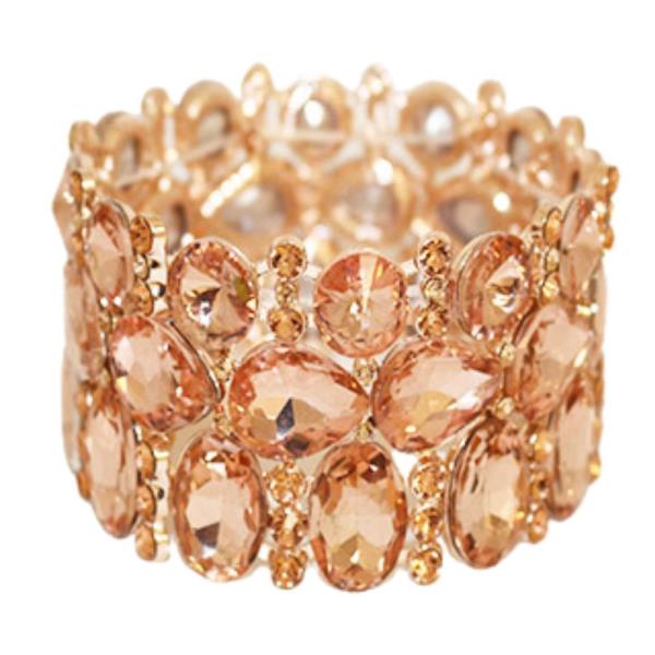 TEARDROP COLOR RHINESTONE STRETCH BRACELET