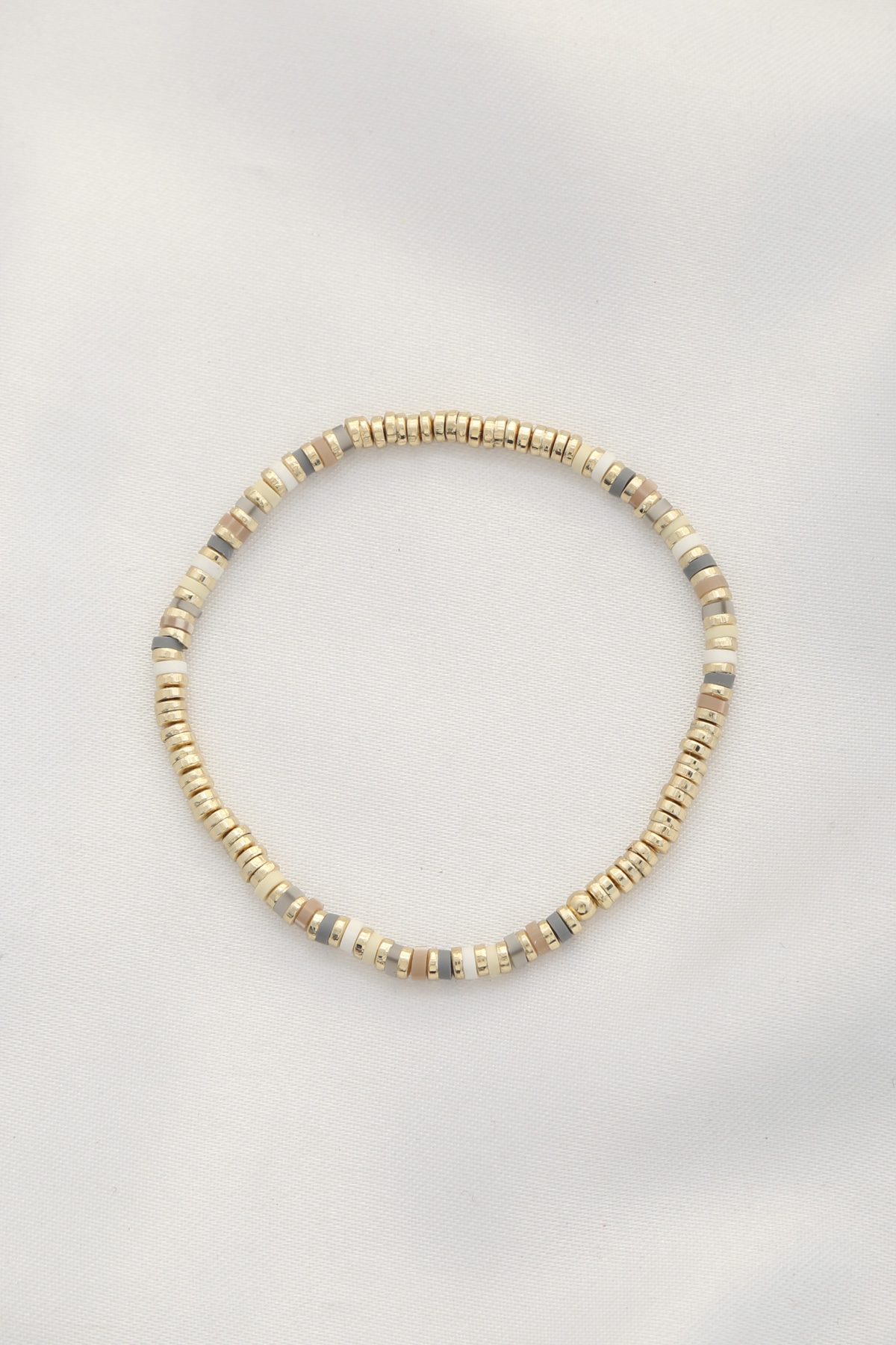 MIX PATTERN METAL COLOR DISC BEAD BRACELET