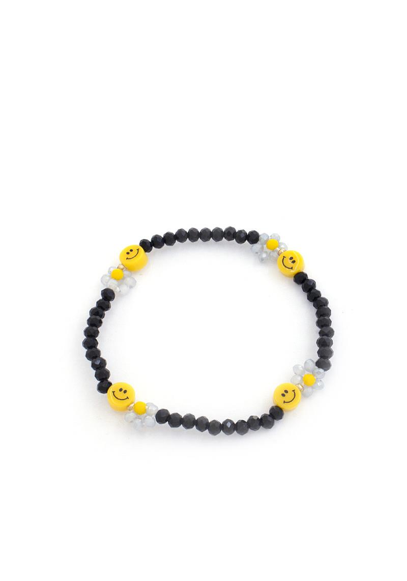 HAPPY FACE FLOWER BEADED BRACELET