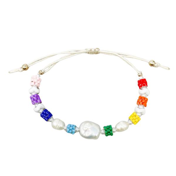 COLORFUL BEAD PEARL BEAD SLIDE BRACELET