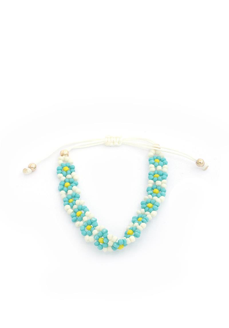 SEED BEAD FLOWER ADJUSTABLE BRACELET