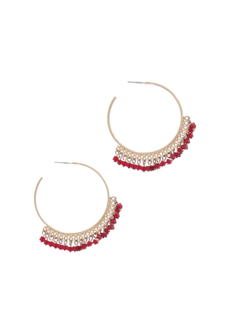 OPEN CIRLCE BEADED EARRING