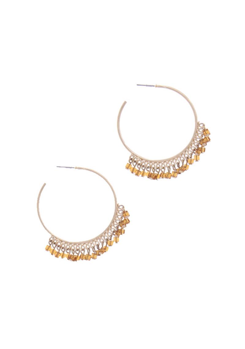 OPEN CIRLCE BEADED EARRING