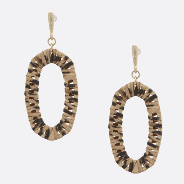 OVAL THREAD WRAP DANGLE EARRING