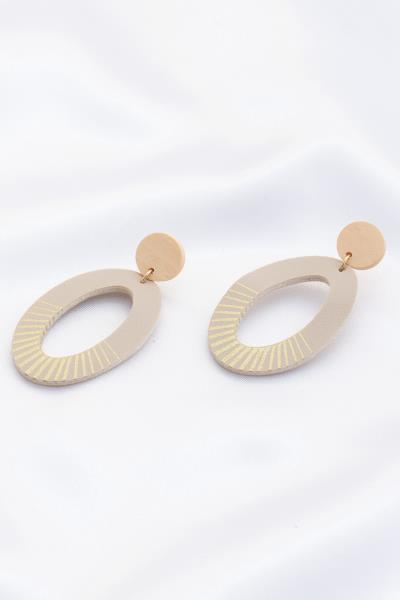PU LATEHER OVAL DANGLE EARRING