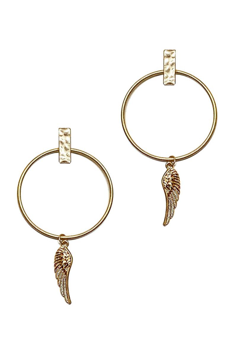METAL RING ANGLE WING EARRING