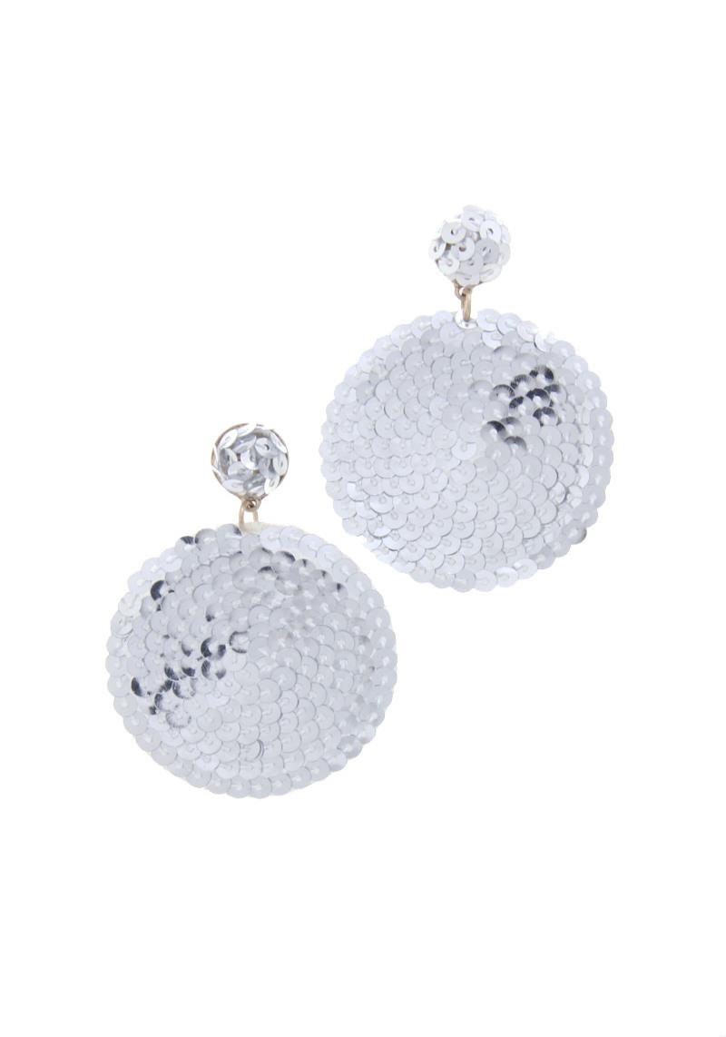 SEQUIN DOUBLE CIRCLE POST DROP EARRING