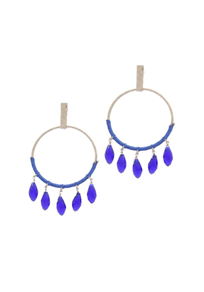 METAL CIRCLE THREAD WRAP BEADED EARRING