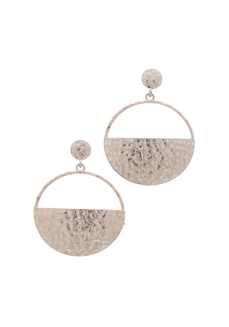 HALF METAL CUT OUT CIRCLE POST EARRING