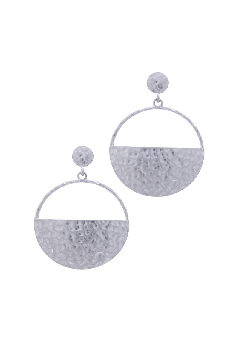 HALF METAL CUT OUT CIRCLE POST EARRING
