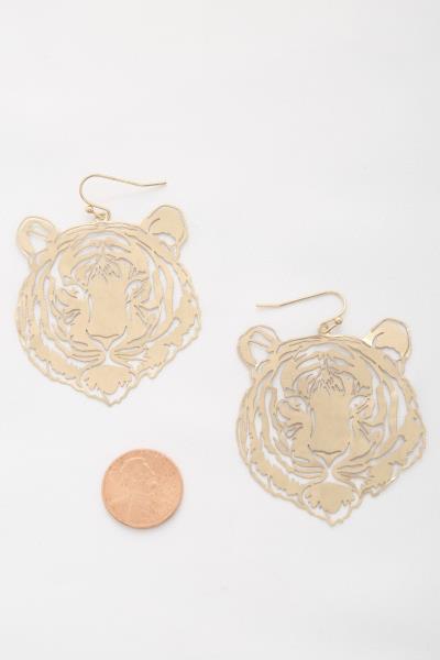 CUTOUT TIGER HEAD METAL EARRING