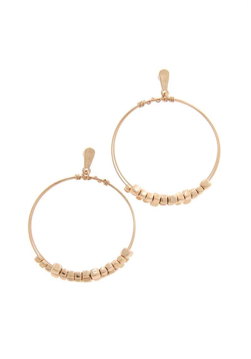 BEADED DOUBLE CIRCLE DROP EARRING