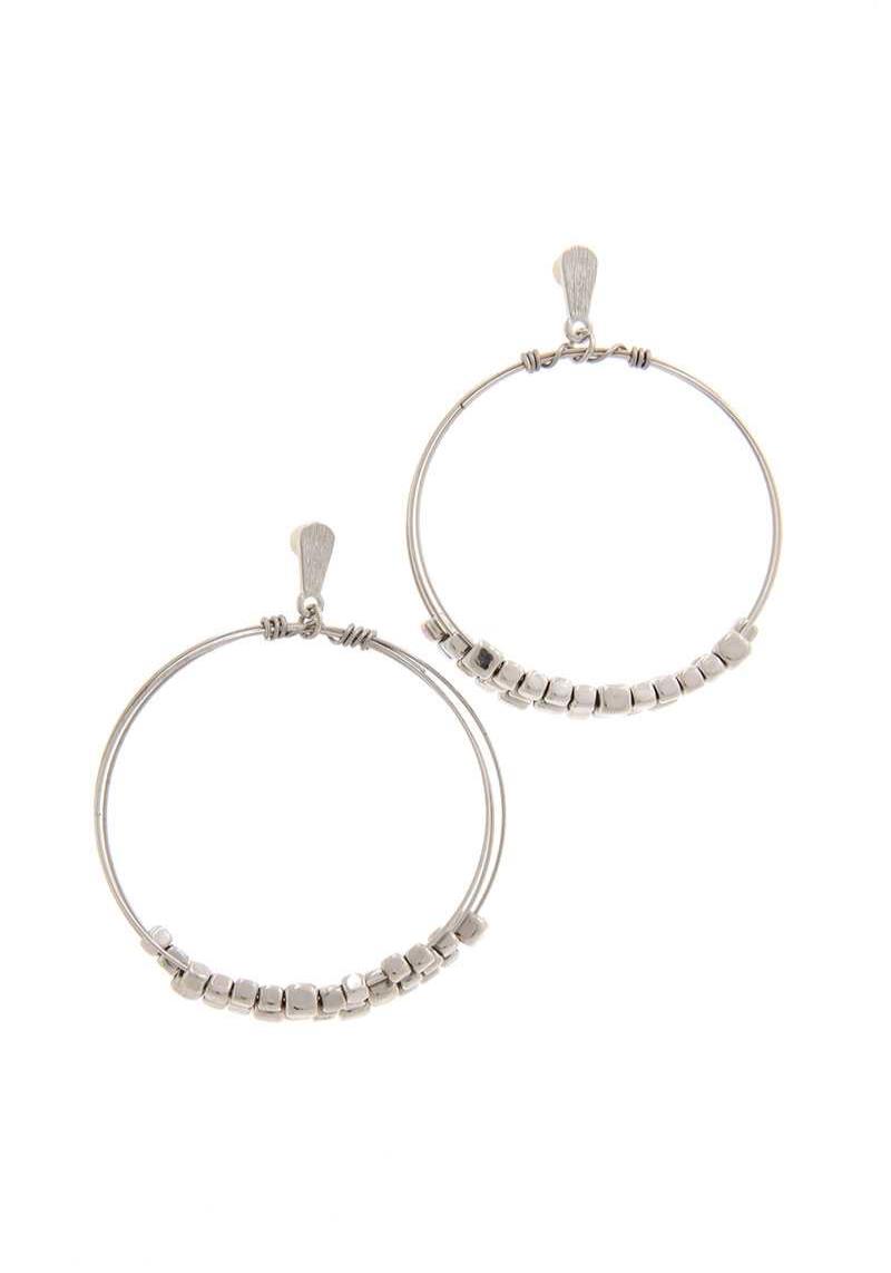 BEADED DOUBLE CIRCLE DROP EARRING