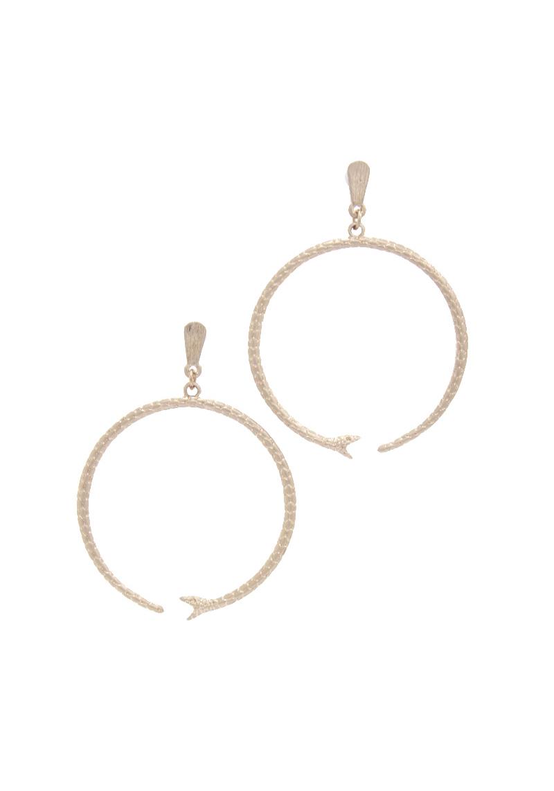 TEXTURE OPEN CIRCLE POST DROP EARRING