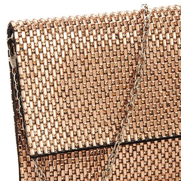 CHIC GLOSSY TEXTURED PRINCESS CLUTCH WITH CHAIN