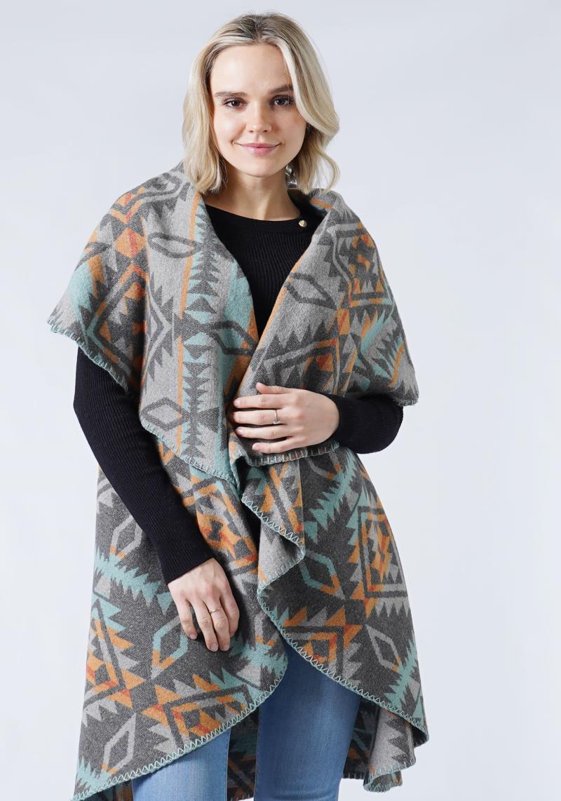 FASHION AZTEC PATTERN PONCHO