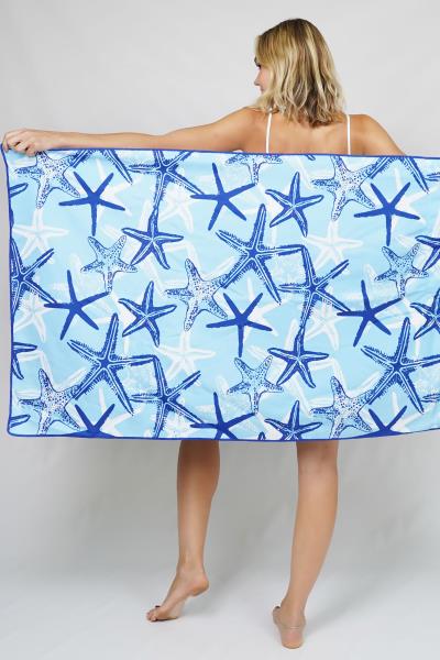 2 IN 1 STARFISH BEACH TOWEL TOTE BAG