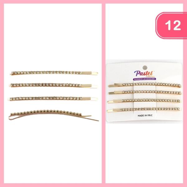 FASHION RHINESTONE HAIR PIN 4 PC SET (12 UNITS)