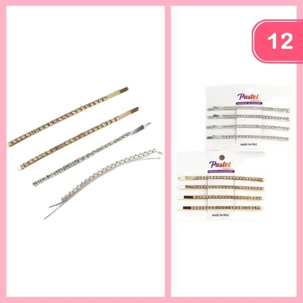 FASHION RHINESTONE HAIR PIN 4 PC SET (12 UNITS)
