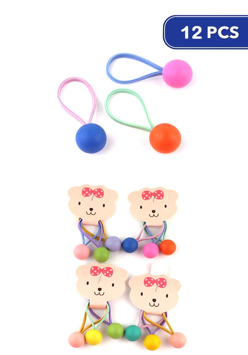 FASHION BALL HAIR TIE SET (12 UNITS)