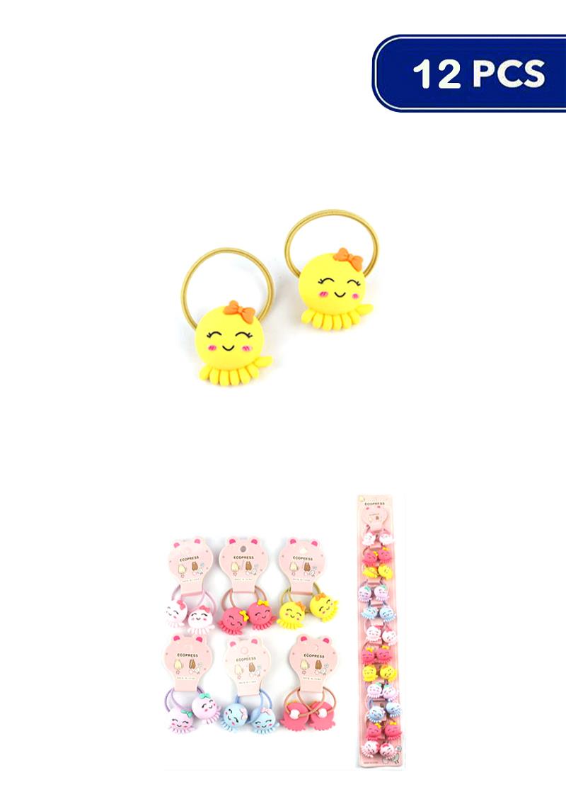CUTE HAPPY SQUID 2 PC HAIR TIE BAND (12 UNITS)