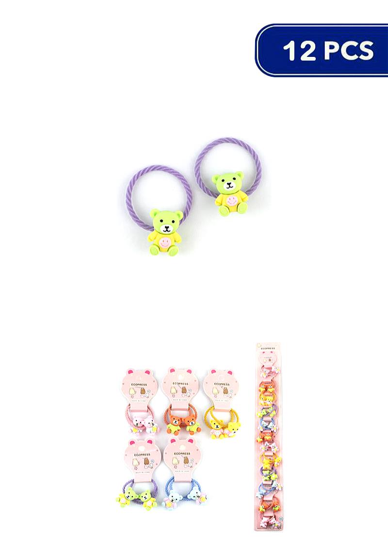CUTE DRESSED BEAR 2 PC HAIR TIE BAND (12 UNITS)