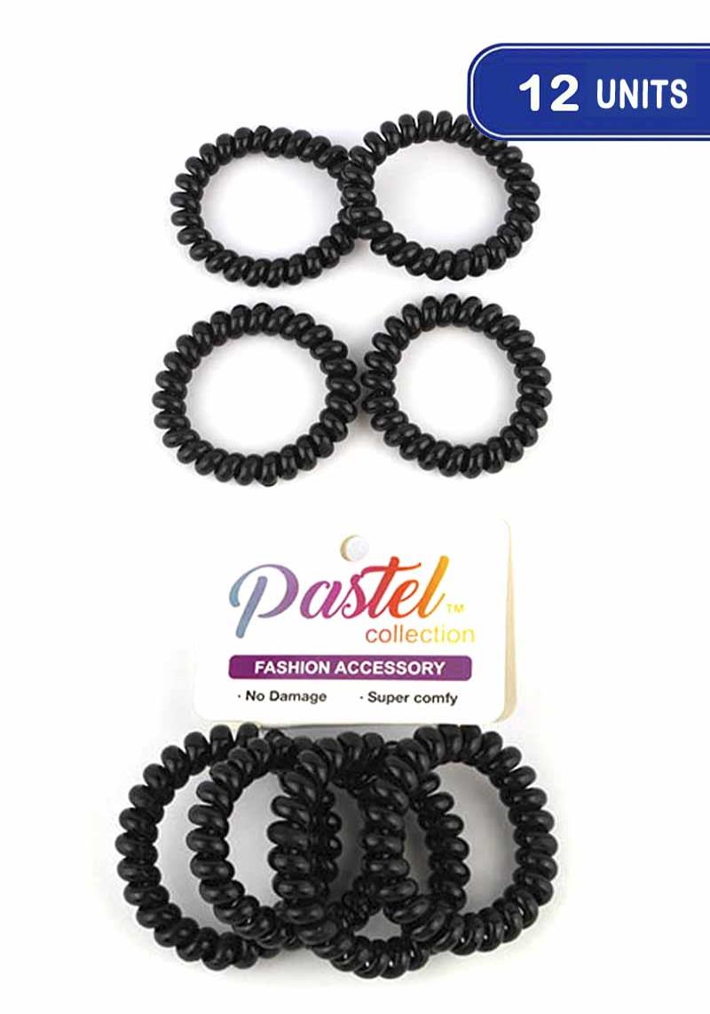FASHION SPIRAL HAIR TIE 4 PC SET (12 UNITS)
